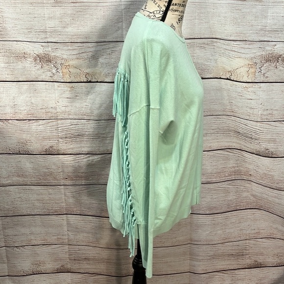 J Society Fringe Tech Top Mint Green Pullover Long Sleeves Size XS - Picture 6 of 9